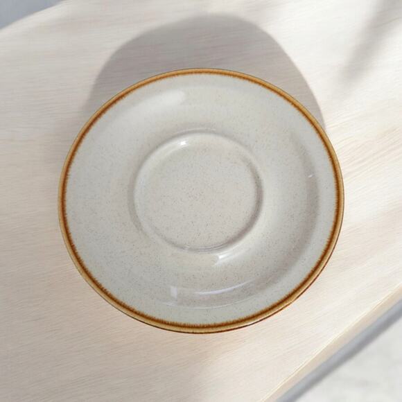 Set of 4 Alpine Mountain Stoneware 6" Saucers Speckled Tan Brown Rim Japan - Picture 1 of 3